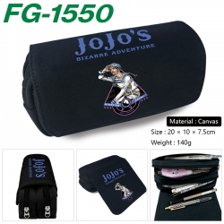JoJos Bizarre Adventure Anime Multi-Function Double Zipper Canvas Cosmetic Bag Pen Case 20x10x7.5cm