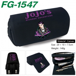 JoJos Bizarre Adventure Anime Multi-Function Double Zipper Canvas Cosmetic Bag Pen Case 20x10x7.5cm