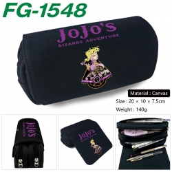JoJos Bizarre Adventure Anime Multi-Function Double Zipper Canvas Cosmetic Bag Pen Case 20x10x7.5cm