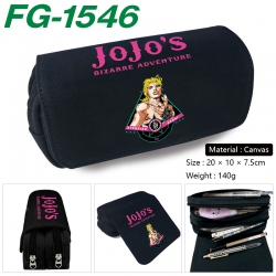 JoJos Bizarre Adventure Anime Multi-Function Double Zipper Canvas Cosmetic Bag Pen Case 20x10x7.5cm