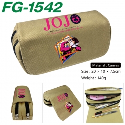 JoJos Bizarre Adventure Anime Multi-Function Double Zipper Canvas Cosmetic Bag Pen Case 20x10x7.5cm