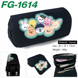 StrayKids Anime Multi-Function Double Zipper Canvas Cosmetic Bag Pen Case 20x10x7.5cm