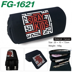 StrayKids Anime Multi-Function Double Zipper Canvas Cosmetic Bag Pen Case 20x10x7.5cm