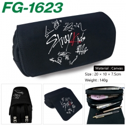 StrayKids Anime Multi-Function Double Zipper Canvas Cosmetic Bag Pen Case 20x10x7.5cm