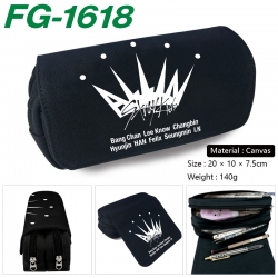 StrayKids Anime Multi-Function Double Zipper Canvas Cosmetic Bag Pen Case 20x10x7.5cm