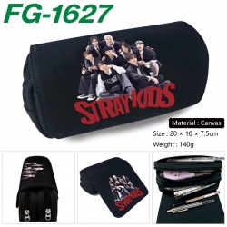 StrayKids Anime Multi-Function Double Zipper Canvas Cosmetic Bag Pen Case 20x10x7.5cm