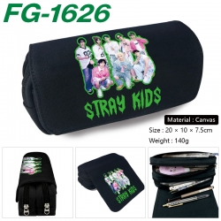 StrayKids Anime Multi-Function Double Zipper Canvas Cosmetic Bag Pen Case 20x10x7.5cm