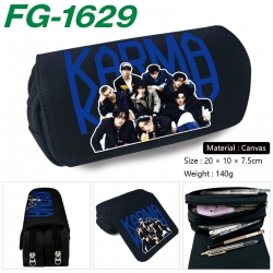 StrayKids Anime Multi-Function Double Zipper Canvas Cosmetic Bag Pen Case 20x10x7.5cm