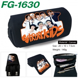 StrayKids Anime Multi-Function Double Zipper Canvas Cosmetic Bag Pen Case 20x10x7.5cm