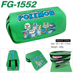 Pokemon Anime Multi-Function Double Zipper Canvas Cosmetic Bag Pen Case 20x10x7.5cm