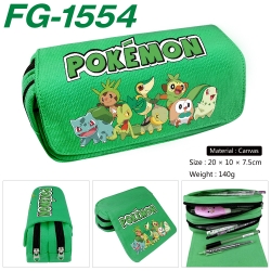 Pokemon Anime Multi-Function Double Zipper Canvas Cosmetic Bag Pen Case 20x10x7.5cm