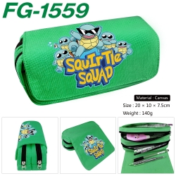 Pokemon Anime Multi-Function Double Zipper Canvas Cosmetic Bag Pen Case 20x10x7.5cm