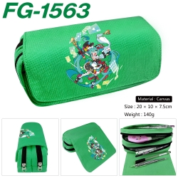 Hatsune Miku Anime Multi-Function Double Zipper Canvas Cosmetic Bag Pen Case 20x10x7.5cm