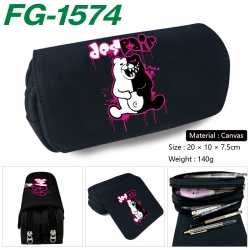 Dangan-Ronpa Anime Multi-Function Double Zipper Canvas Cosmetic Bag Pen Case 20x10x7.5cm