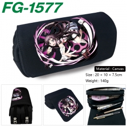 Dangan-Ronpa Anime Multi-Function Double Zipper Canvas Cosmetic Bag Pen Case 20x10x7.5cm