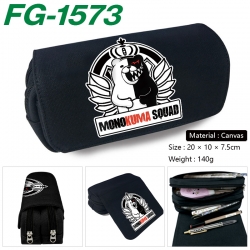 Dangan-Ronpa Anime Multi-Function Double Zipper Canvas Cosmetic Bag Pen Case 20x10x7.5cm