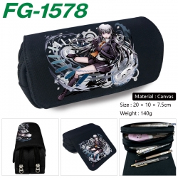 Dangan-Ronpa Anime Multi-Function Double Zipper Canvas Cosmetic Bag Pen Case 20x10x7.5cm