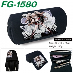 Dangan-Ronpa Anime Multi-Function Double Zipper Canvas Cosmetic Bag Pen Case 20x10x7.5cm