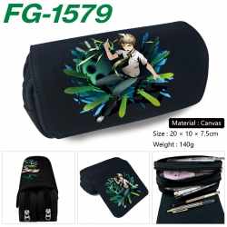 Dangan-Ronpa Anime Multi-Function Double Zipper Canvas Cosmetic Bag Pen Case 20x10x7.5cm