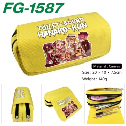 Toilet-bound Hanako-kun Anime Multi-Function Double Zipper Canvas Cosmetic Bag Pen Case 20x10x7.5cm