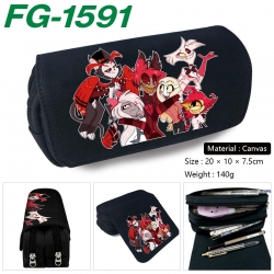 Hazbin Hotel Anime Multi-Function Double Zipper Canvas Cosmetic Bag Pen Case 20x10x7.5cm