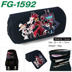 Hazbin Hotel Anime Multi-Function Double Zipper Canvas Cosmetic Bag Pen Case 20x10x7.5cm