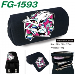Hazbin Hotel Anime Multi-Function Double Zipper Canvas Cosmetic Bag Pen Case 20x10x7.5cm