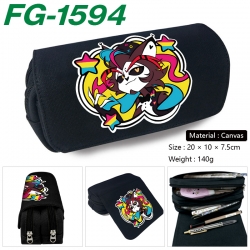 Hazbin Hotel Anime Multi-Function Double Zipper Canvas Cosmetic Bag Pen Case 20x10x7.5cm