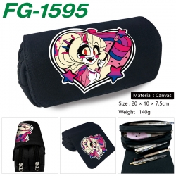 Hazbin Hotel Anime Multi-Function Double Zipper Canvas Cosmetic Bag Pen Case 20x10x7.5cm