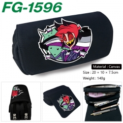 Hazbin Hotel Anime Multi-Function Double Zipper Canvas Cosmetic Bag Pen Case 20x10x7.5cm