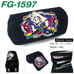 Hazbin Hotel Anime Multi-Function Double Zipper Canvas Cosmetic Bag Pen Case 20x10x7.5cm