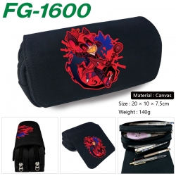 Hazbin Hotel Anime Multi-Function Double Zipper Canvas Cosmetic Bag Pen Case 20x10x7.5cm