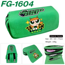 The Powerpuff Girls Anime Multi-Function Double Zipper Canvas Cosmetic Bag Pen Case 20x10x7.5cm