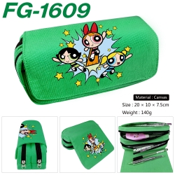 The Powerpuff Girls Anime Multi-Function Double Zipper Canvas Cosmetic Bag Pen Case 20x10x7.5cm