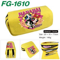 The Powerpuff Girls Anime Multi-Function Double Zipper Canvas Cosmetic Bag Pen Case 20x10x7.5cm
