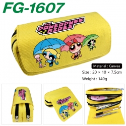 The Powerpuff Girls Anime Multi-Function Double Zipper Canvas Cosmetic Bag Pen Case 20x10x7.5cm