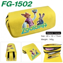 Zootopia Anime Multi-Function Double Zipper Canvas Cosmetic Bag Pen Case 20x10x7.5cm