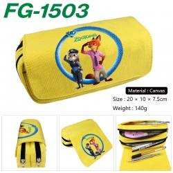 Zootopia Anime Multi-Function Double Zipper Canvas Cosmetic Bag Pen Case 20x10x7.5cm
