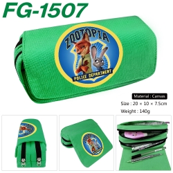 Zootopia Anime Multi-Function Double Zipper Canvas Cosmetic Bag Pen Case 20x10x7.5cm