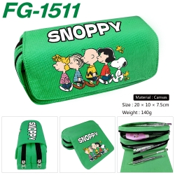 Snoopys Anime Multi-Function Double Zipper Canvas Cosmetic Bag Pen Case 20x10x7.5cm