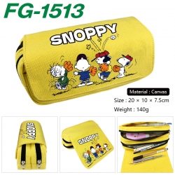 Snoopys Anime Multi-Function Double Zipper Canvas Cosmetic Bag Pen Case 20x10x7.5cm