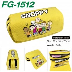Snoopys Anime Multi-Function Double Zipper Canvas Cosmetic Bag Pen Case 20x10x7.5cm