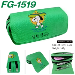 Snoopys Anime Multi-Function Double Zipper Canvas Cosmetic Bag Pen Case 20x10x7.5cm
