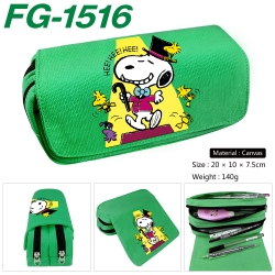 Snoopys Anime Multi-Function Double Zipper Canvas Cosmetic Bag Pen Case 20x10x7.5cm