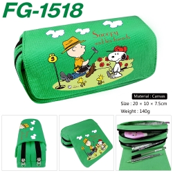 Snoopys Anime Multi-Function Double Zipper Canvas Cosmetic Bag Pen Case 20x10x7.5cm