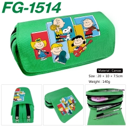 Snoopys Anime Multi-Function Double Zipper Canvas Cosmetic Bag Pen Case 20x10x7.5cm