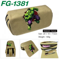 Marvel Anime Multi-Function Double Zipper Canvas Cosmetic Bag Pen Case 20x10x7.5cm
