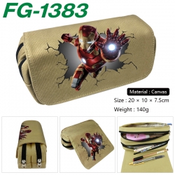 Marvel Anime Multi-Function Double Zipper Canvas Cosmetic Bag Pen Case 20x10x7.5cm