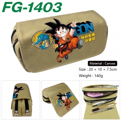 DRAGON BALL Anime Multi-Function Double Zipper Canvas Cosmetic Bag Pen Case 20x10x7.5cm