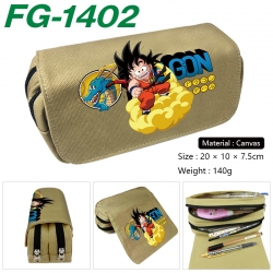 DRAGON BALL Anime Multi-Function Double Zipper Canvas Cosmetic Bag Pen Case 20x10x7.5cm